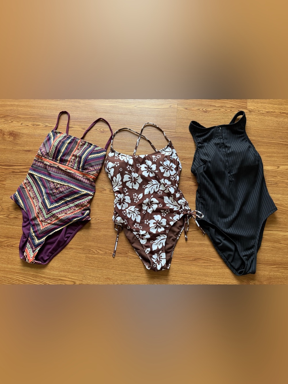 No Boundaries, Mossimo, & Shade & Shore Women’s One-Piece Swimsuits set of 3